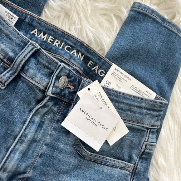 NWT Skinny American Eagle Outfitters High Rise Blue Jeans 00 - Picture 2 of 3
